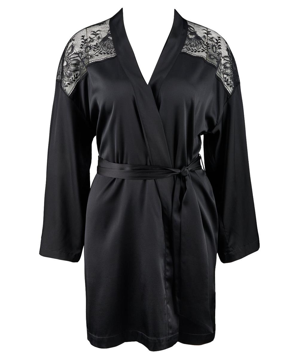 Aubade Midnight Whisper Silk Kimono Noir