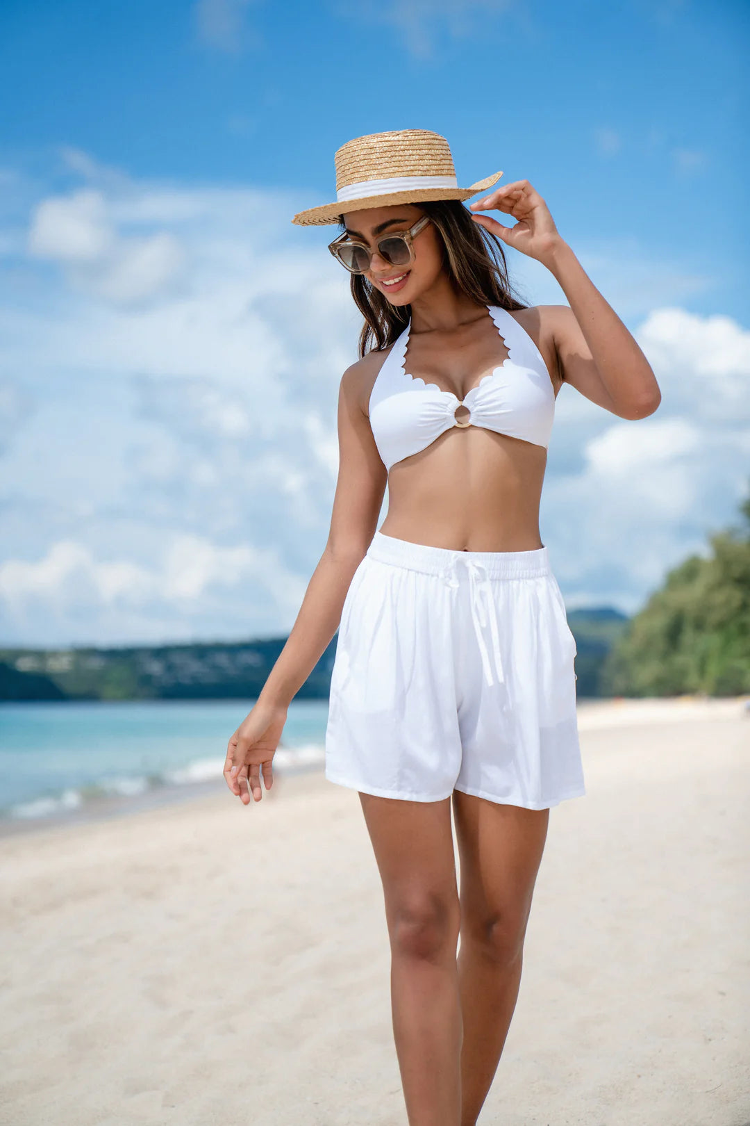 Kaanda Beach life Venus underwire halter bikini white