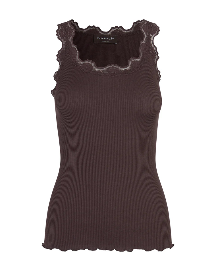 Rosemunde Classic silk top with lace Brown Black