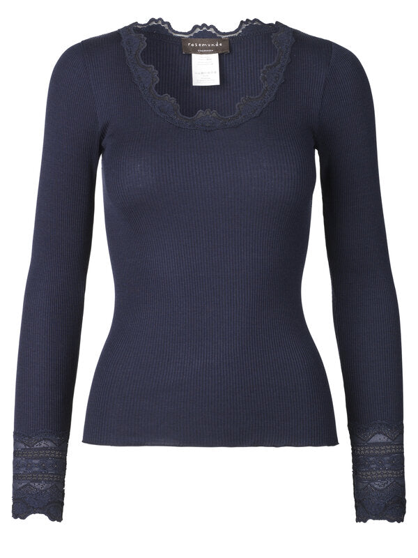 Rosemunde Blouse with lace Navy