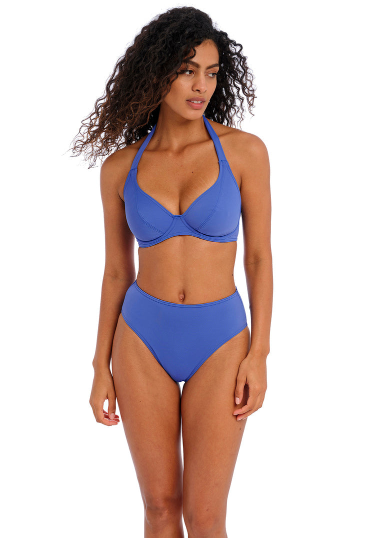 Freya Jewel Cove High waist bikini brief Plain Azure