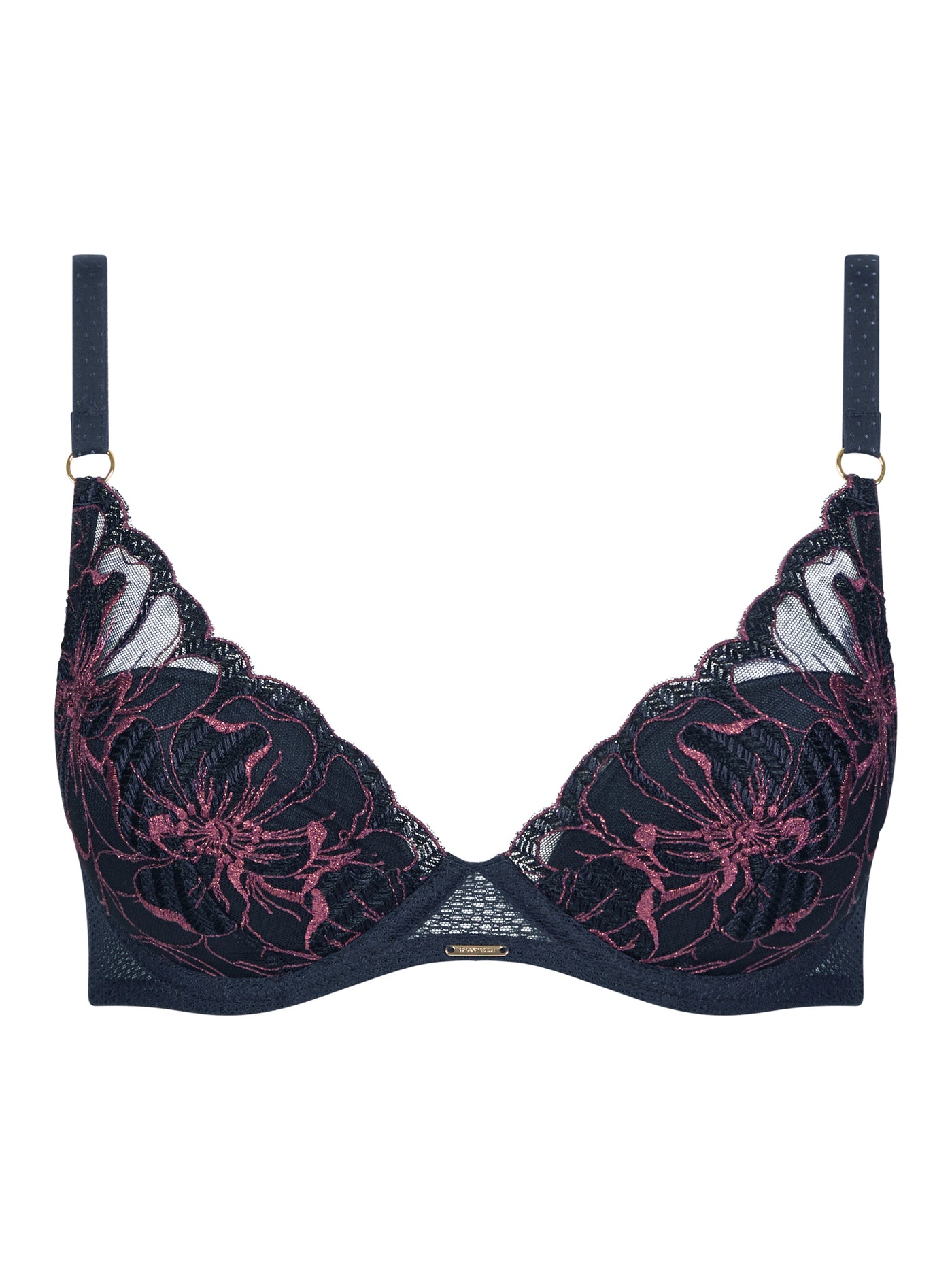 Chantelle Fleurs Plunge Underwire Bra Sailing Blue Lurex