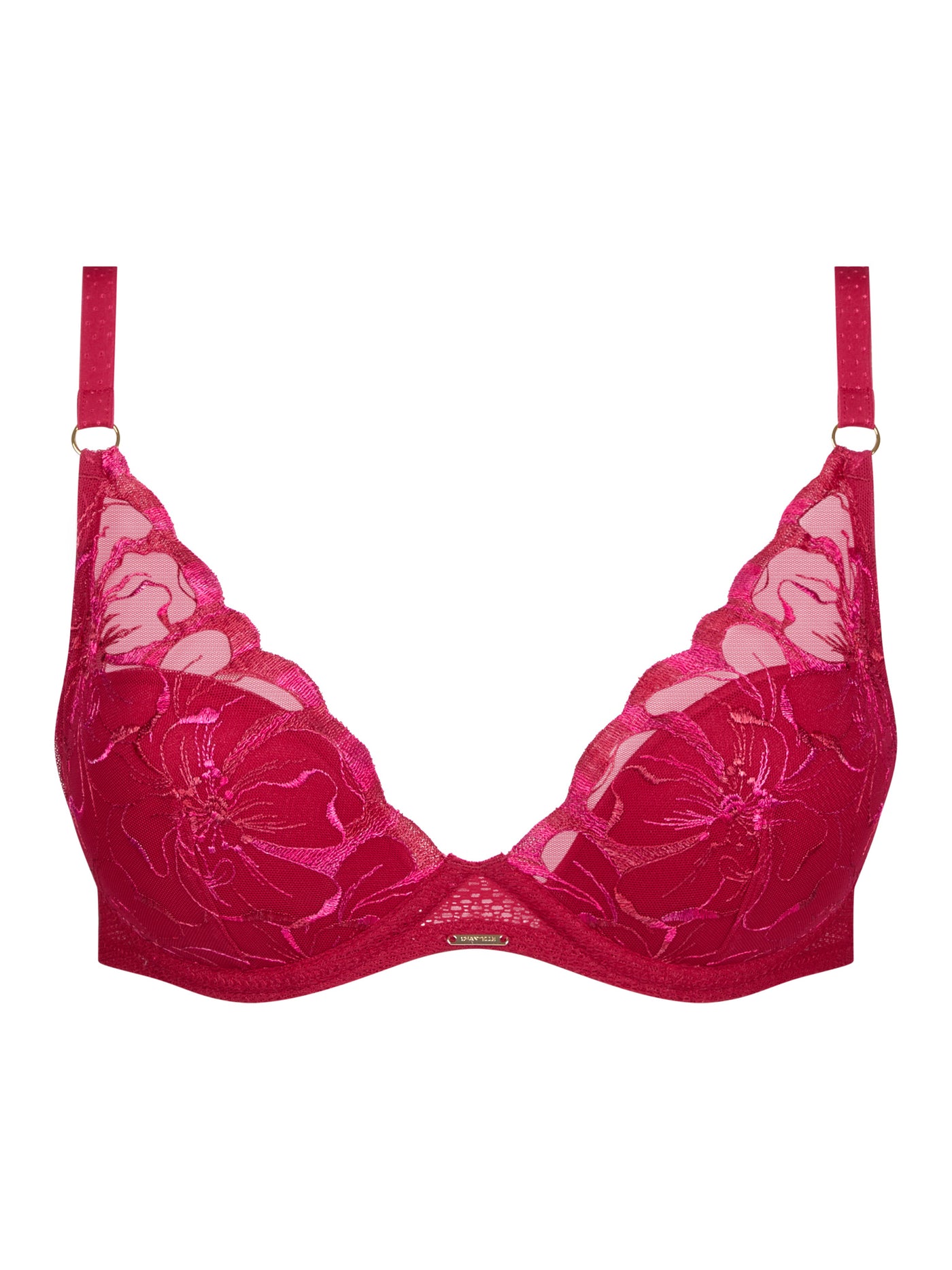 Chantelle Fleurs Plunge Underwire Bra Candy Apple Shades