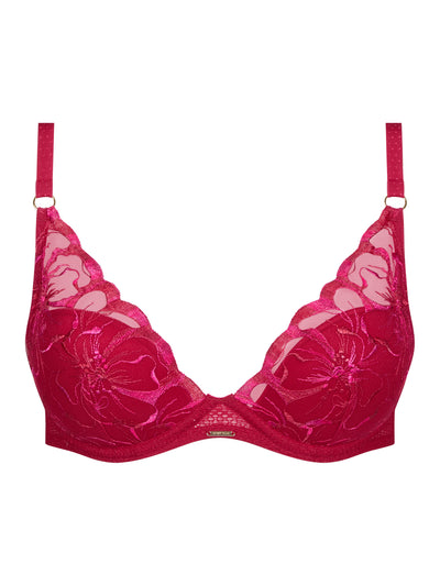 Chantelle Fleurs Plunge Underwire Bra Candy Apple Shades