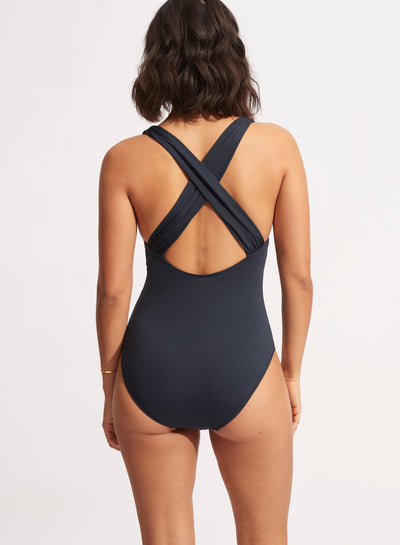 Seafolly Collective Cross Back one piece true Navy