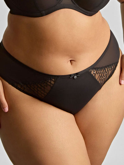Panache Ella High Leg Brief Black Sequin
