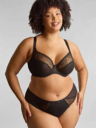 Panache Ella High Leg Brief Black Sequin
