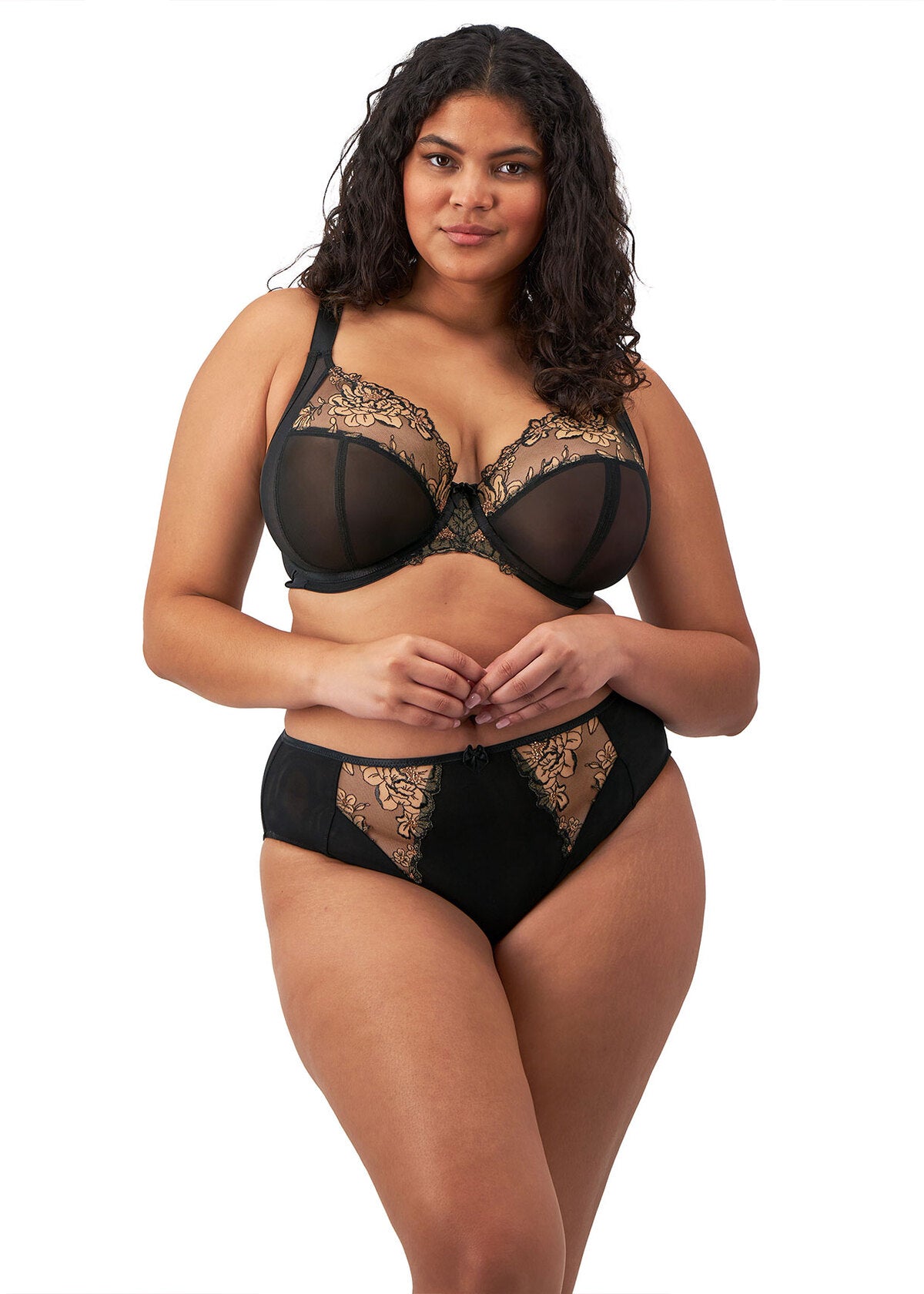 Elomi Teagan High Leg Brief Black Almond