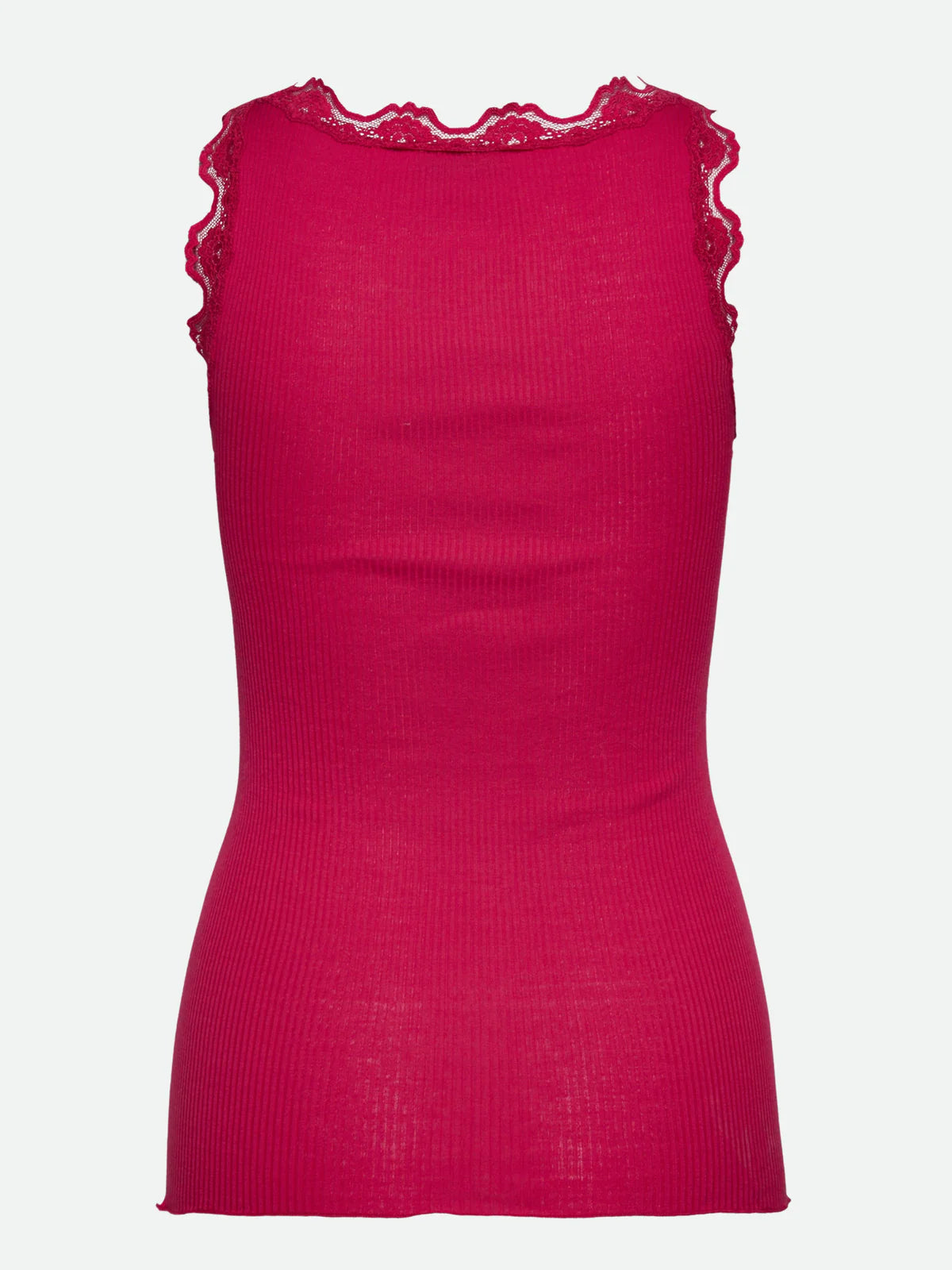 Rosemunde Classic silk top with lace Pink Crimson