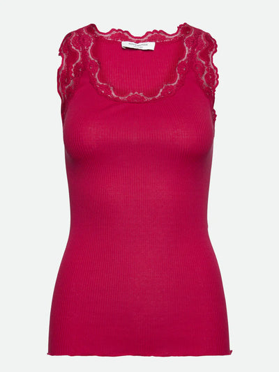Rosemunde Classic silk top with lace Pink Crimson