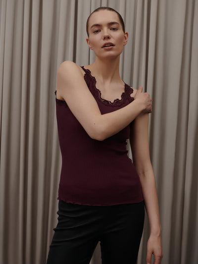 Rosemunde Classic silk top with lace Winetasting
