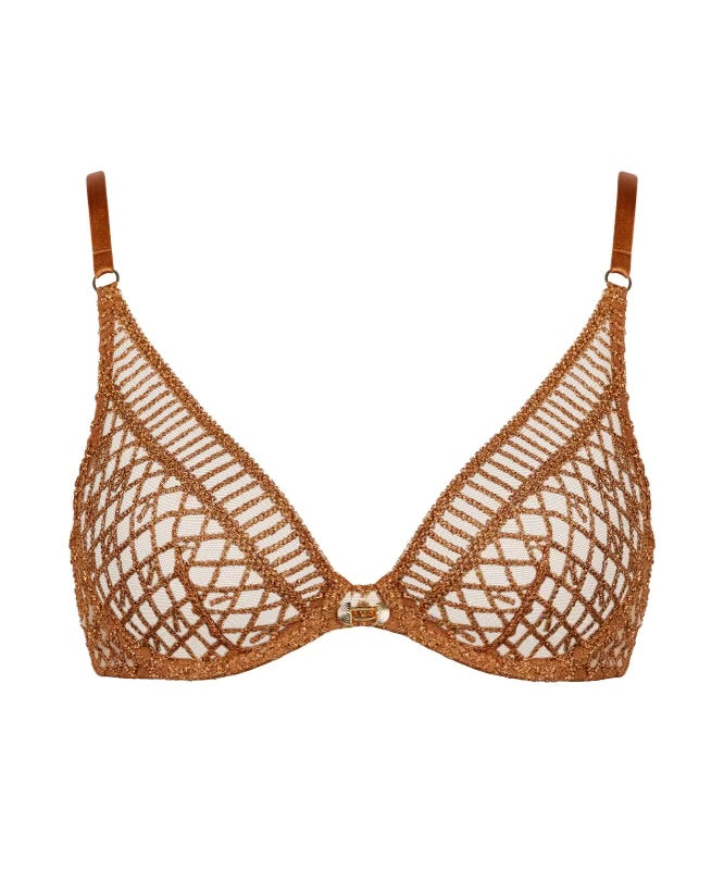 Aubade Stardust Dream Triangle Plunge bra Amber Gold