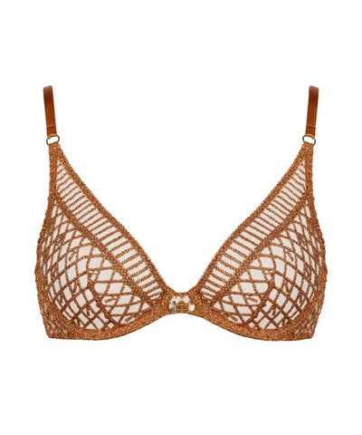Aubade Stardust Dream Triangle Plunge bra Amber Gold