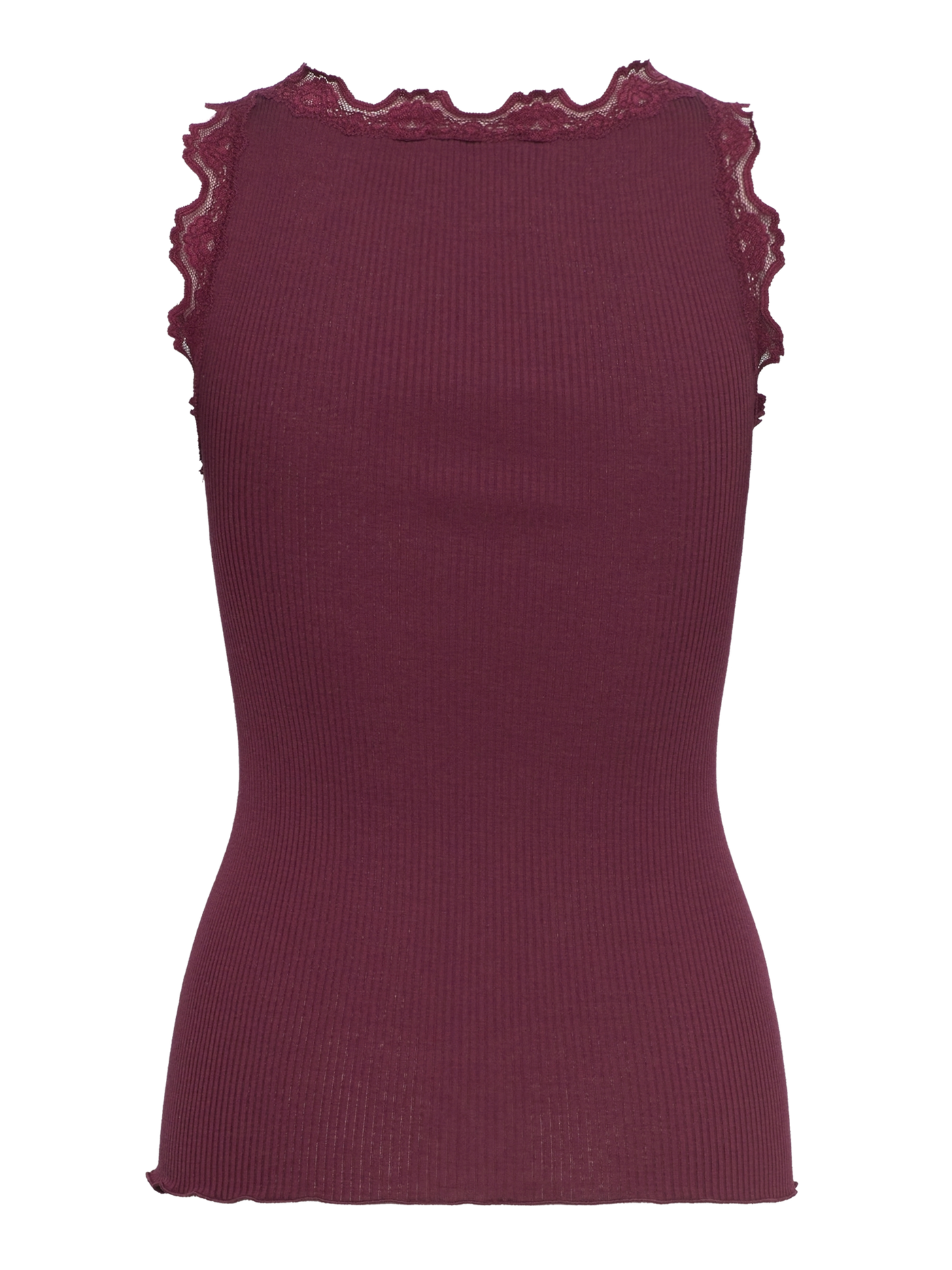 Rosemunde Classic silk top with lace Tawny Port