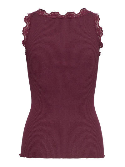 Rosemunde Classic silk top with lace Tawny Port