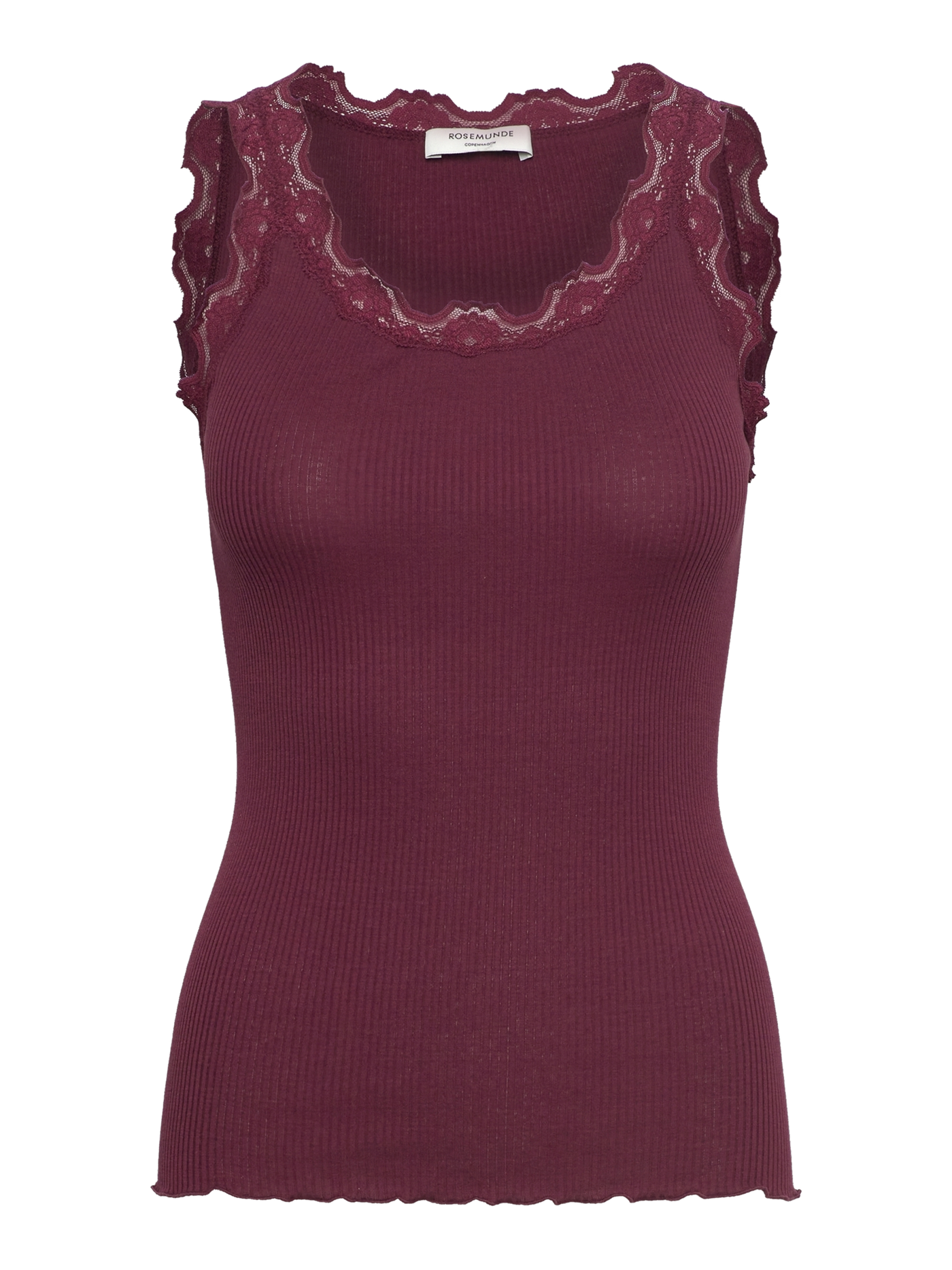 Rosemunde Classic silk top with lace Tawny Port
