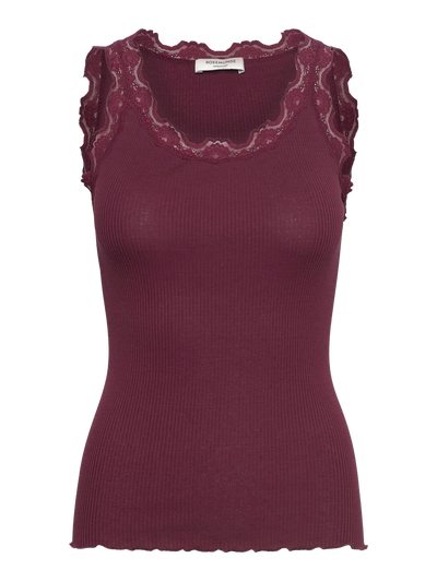 Rosemunde Classic silk top with lace Tawny Port
