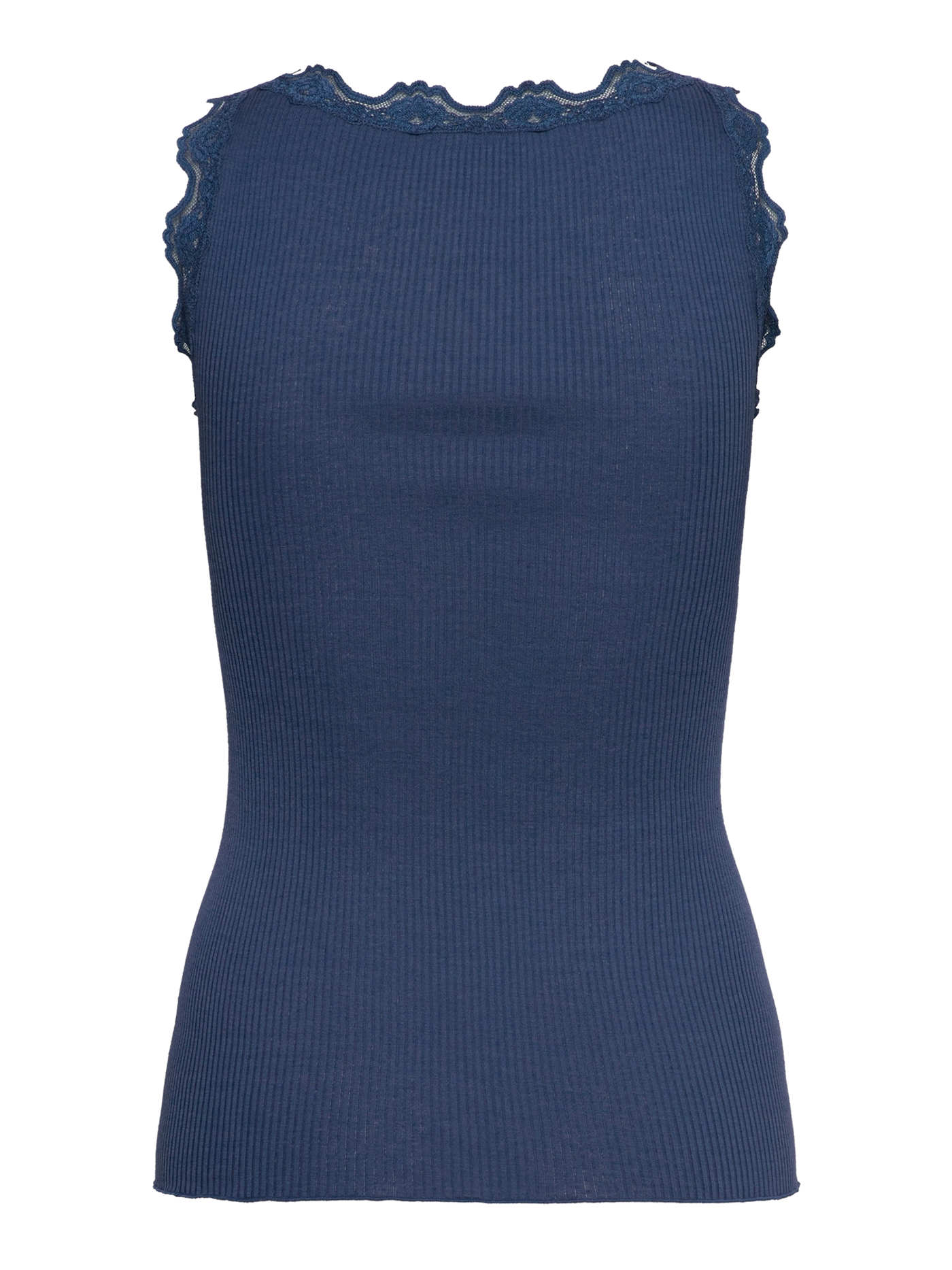 Rosemunde Classic silk top with lace Ensign Blue