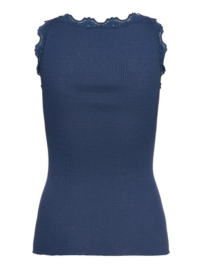 Rosemunde Classic silk top with lace Ensign Blue