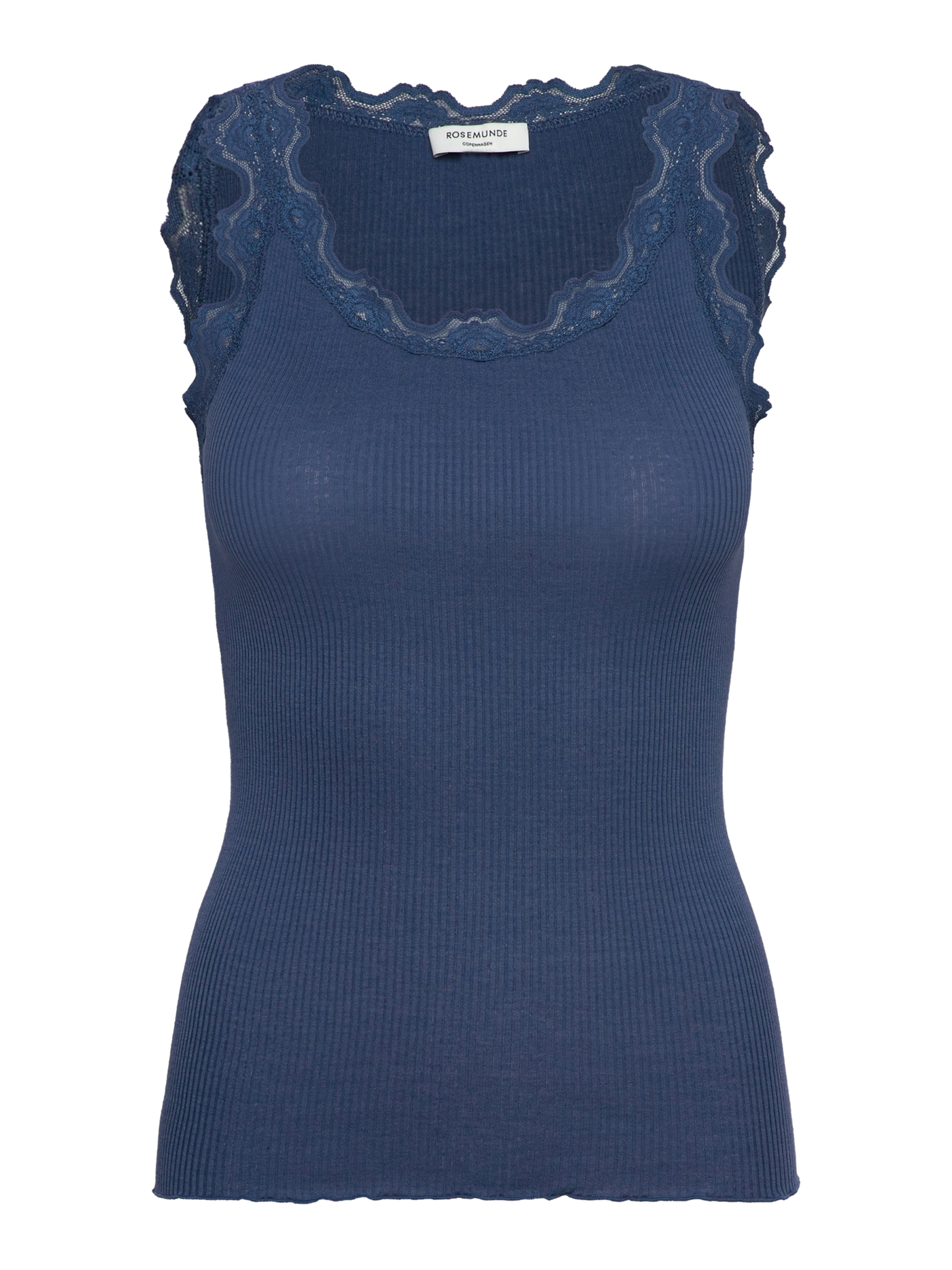 Rosemunde Classic silk top with lace Ensign Blue