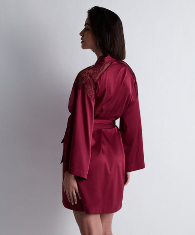 Aubade Midnight Whisper Silk Kimono Crimson
