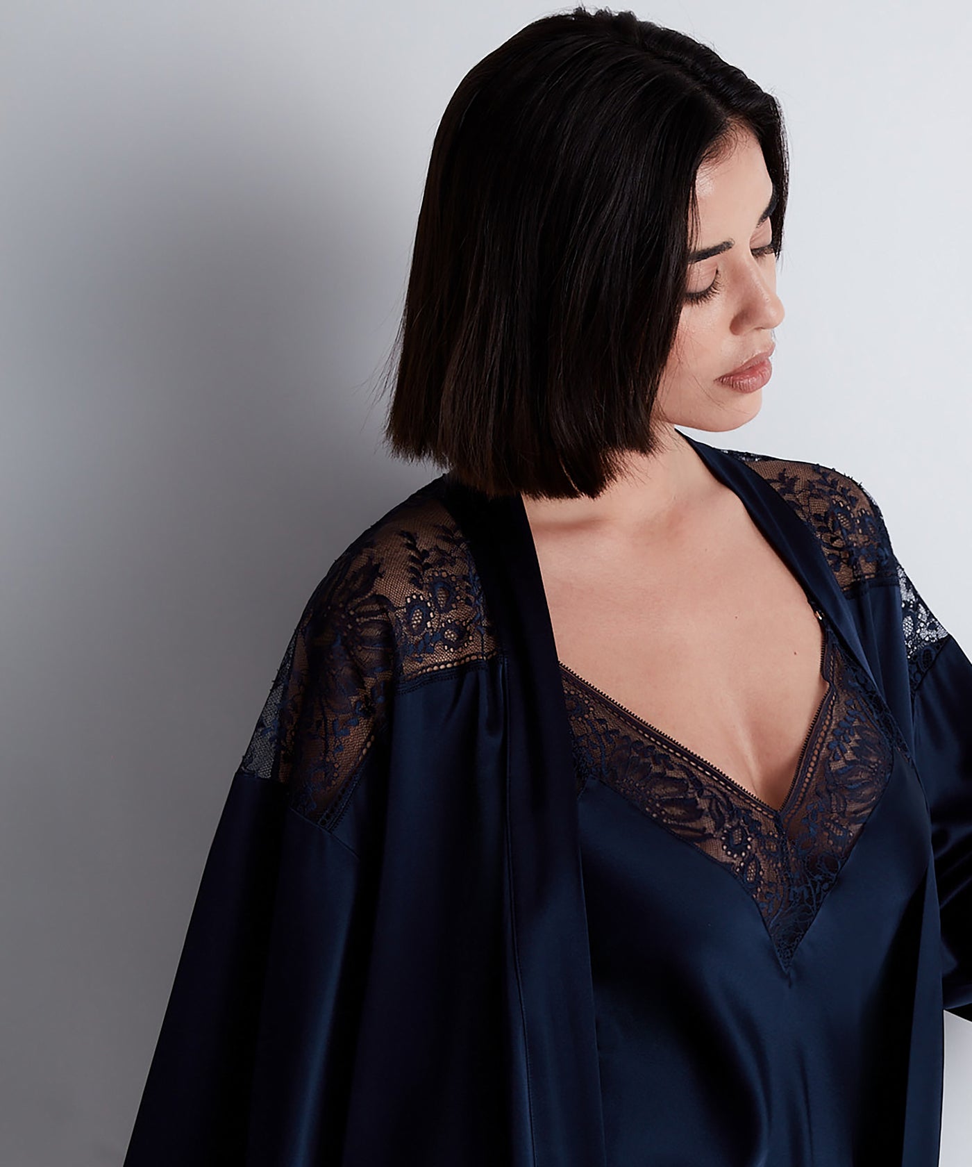 Aubade Midnight Whisper Silk Kimono Everblue