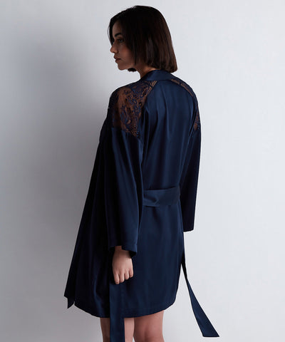 Aubade Midnight Whisper Silk Kimono Everblue