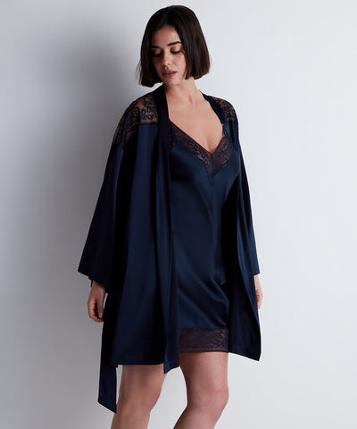 Aubade Midnight Whisper Silk Kimono Everblue