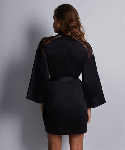 Aubade Midnight Whisper Silk Kimono Noir