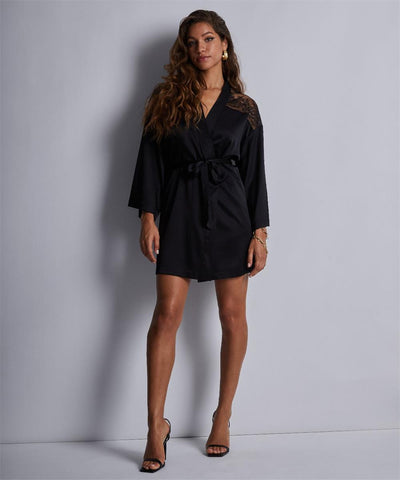 Aubade Midnight Whisper Silk Kimono Noir