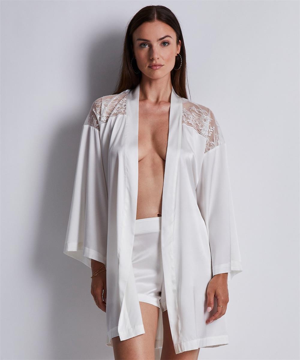 Aubade Midnight Whisper Silk Kimono Opale