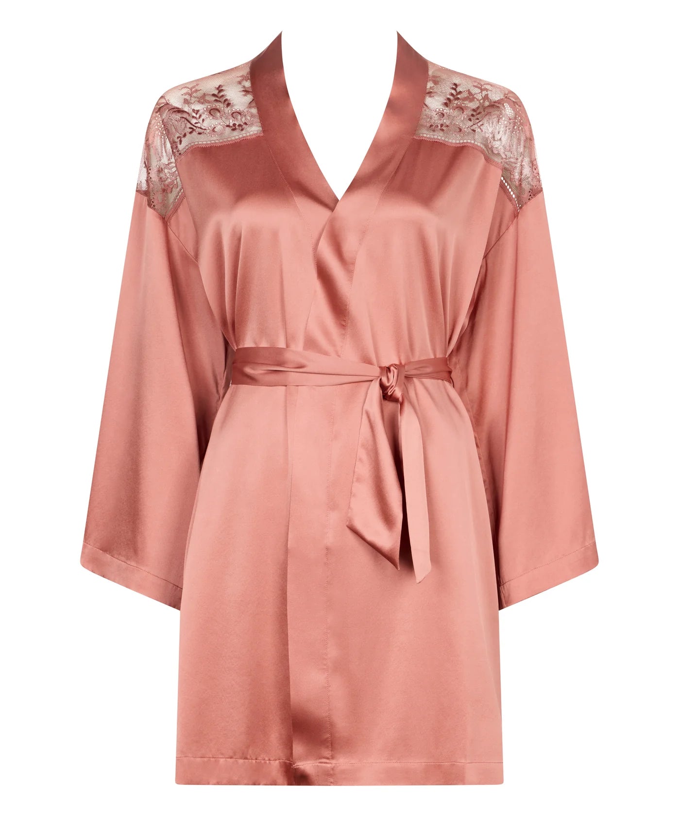 Aubade Midnight Whisper Silk Kimono Warm Pink