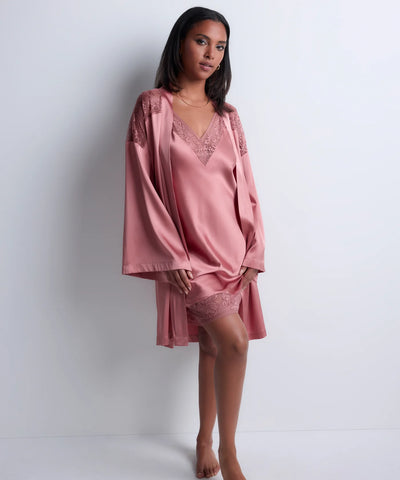 Aubade Midnight Whisper Silk Kimono Warm Pink