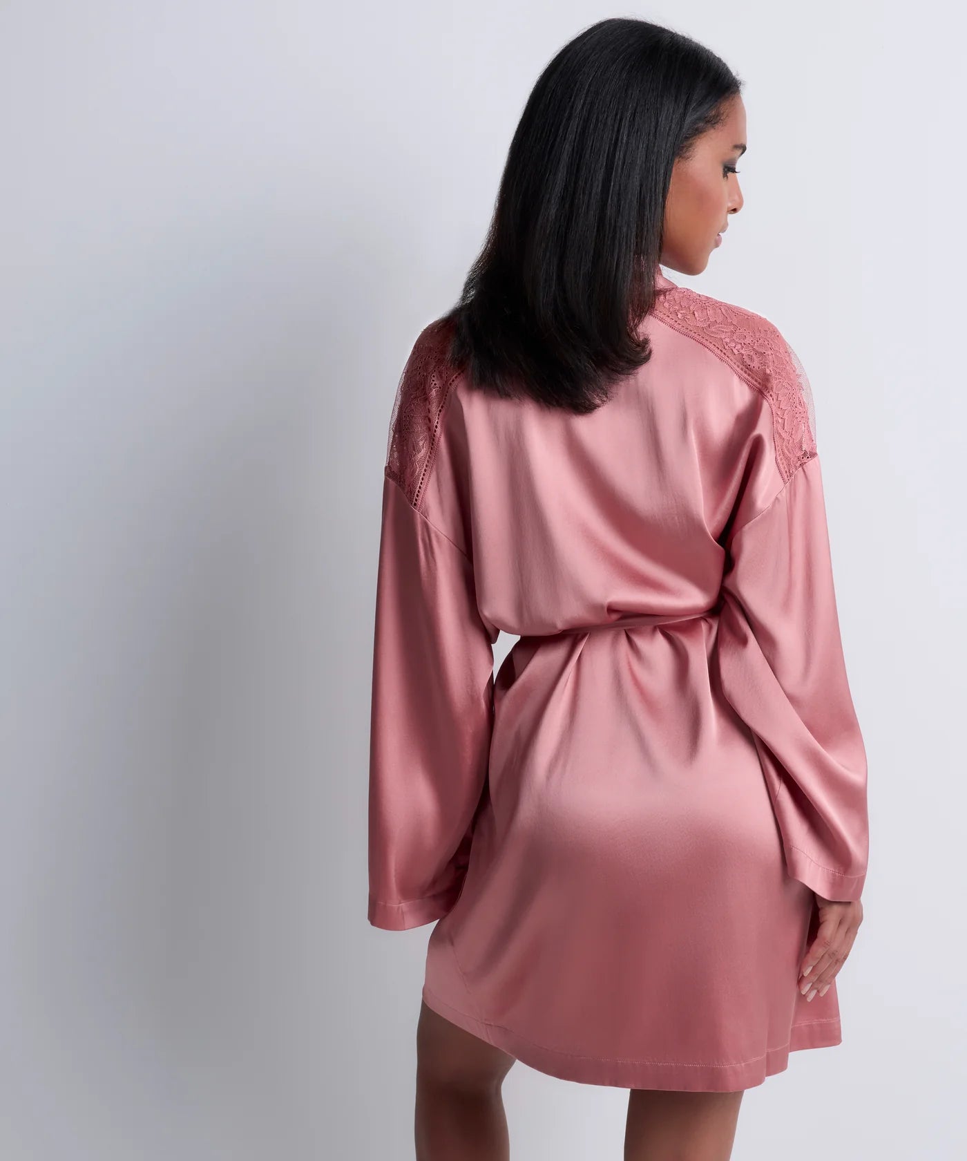Aubade Midnight Whisper Silk Kimono Warm Pink