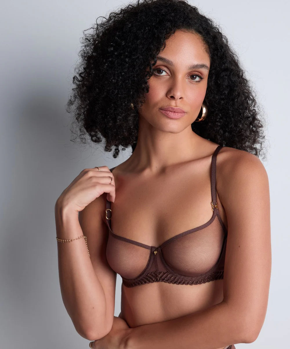 Aubade Sheer Emotion Half Cup Bra Sepia