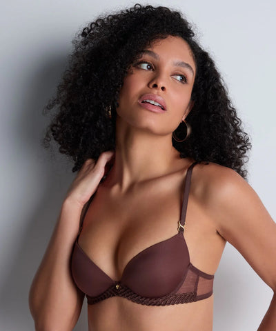 Aubade Sheer Emotion  Moulded push-up bra Sepia