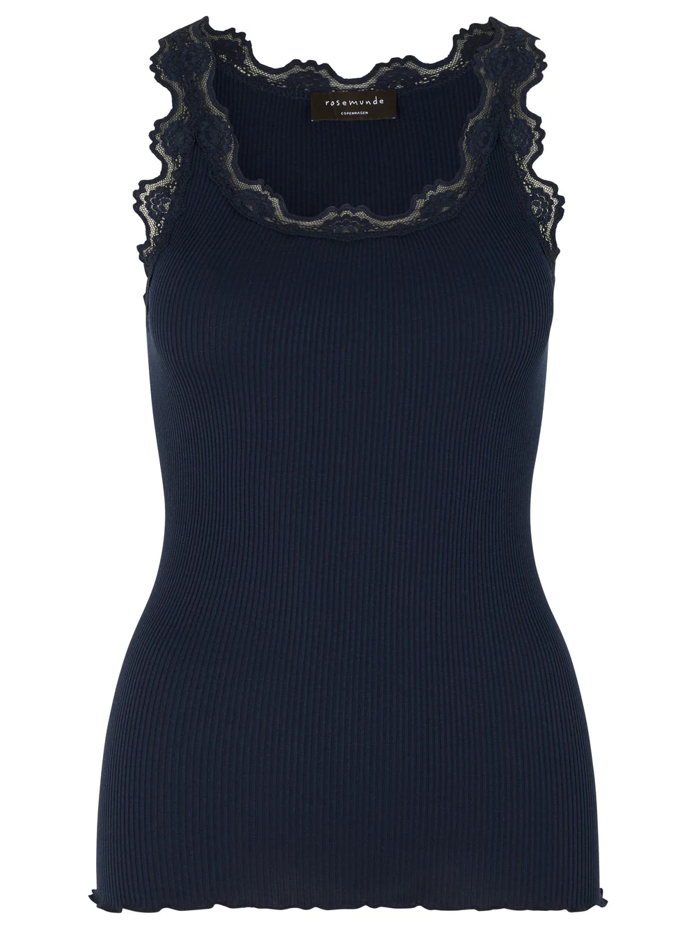 Rosemunde Classic silk top with lace Navy