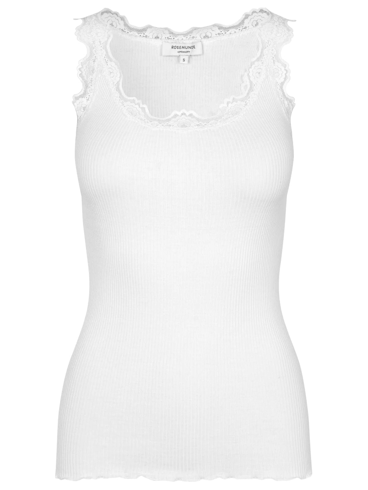 Rosemunde Classic silk top with lace New white