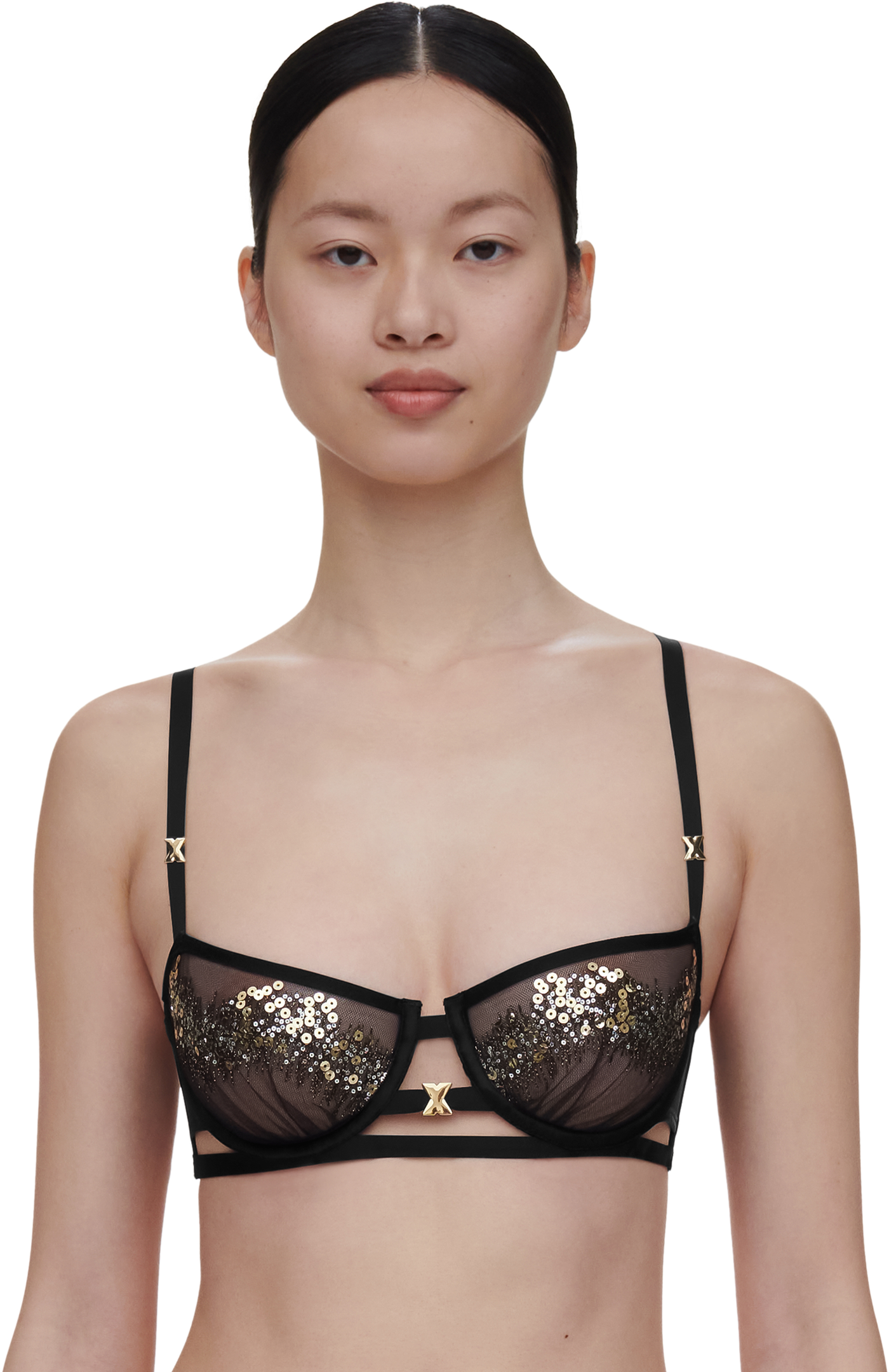 Chantelle X Genesis Half-cup balcony bra Glitter Black