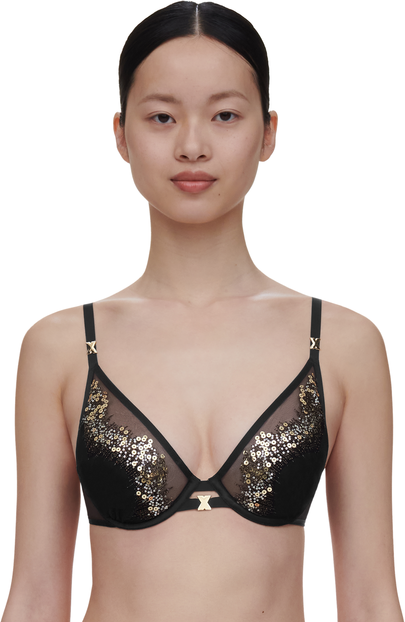 Chantelle X Genesis Plunge foam bra Glitter Black