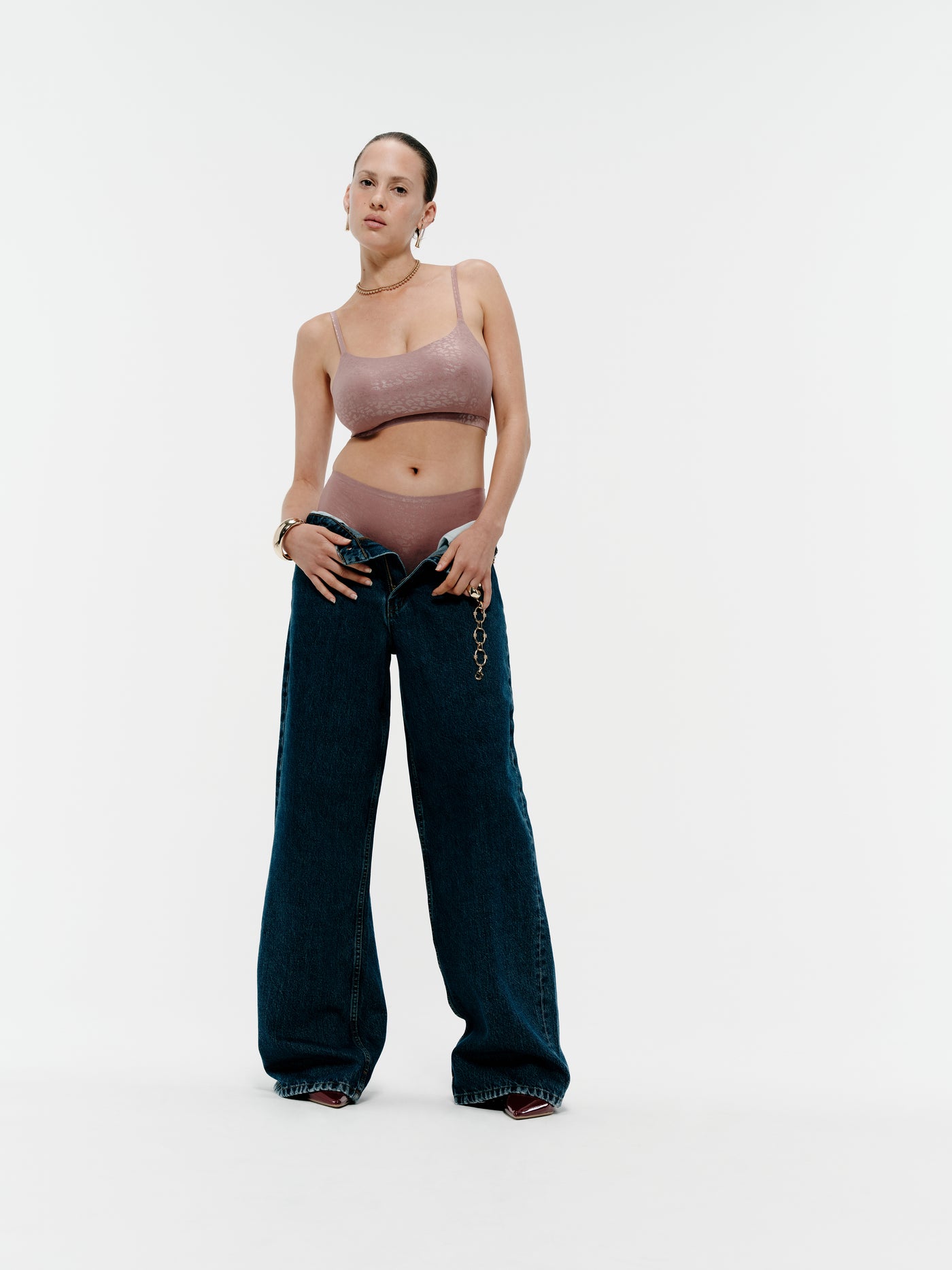 Chantelle SoftStretch Padded Bralette Pink Leo Shimmer