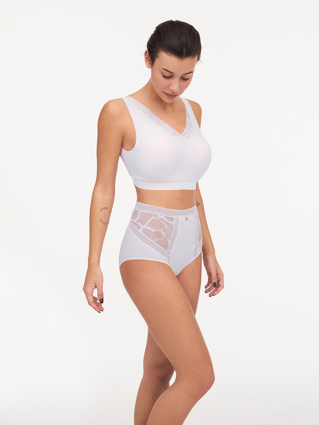 Chantelle True Lace High waisted Full Brief Milk