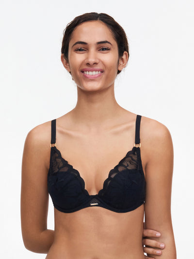 Chantelle Fleurs Plunge underwire bra Black