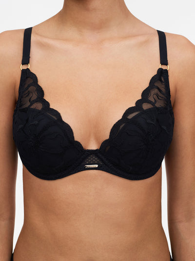 Chantelle Fleurs Plunge underwire bra Black