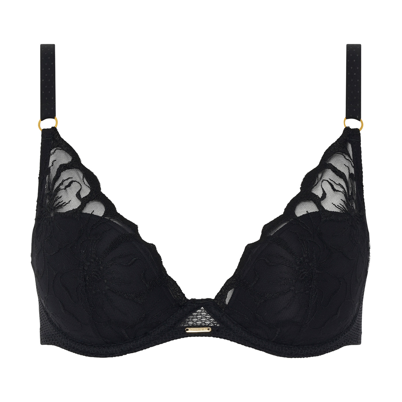 Chantelle Fleurs Plunge underwire bra Black