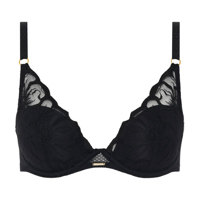 Chantelle Fleurs Plunge underwire bra Black
