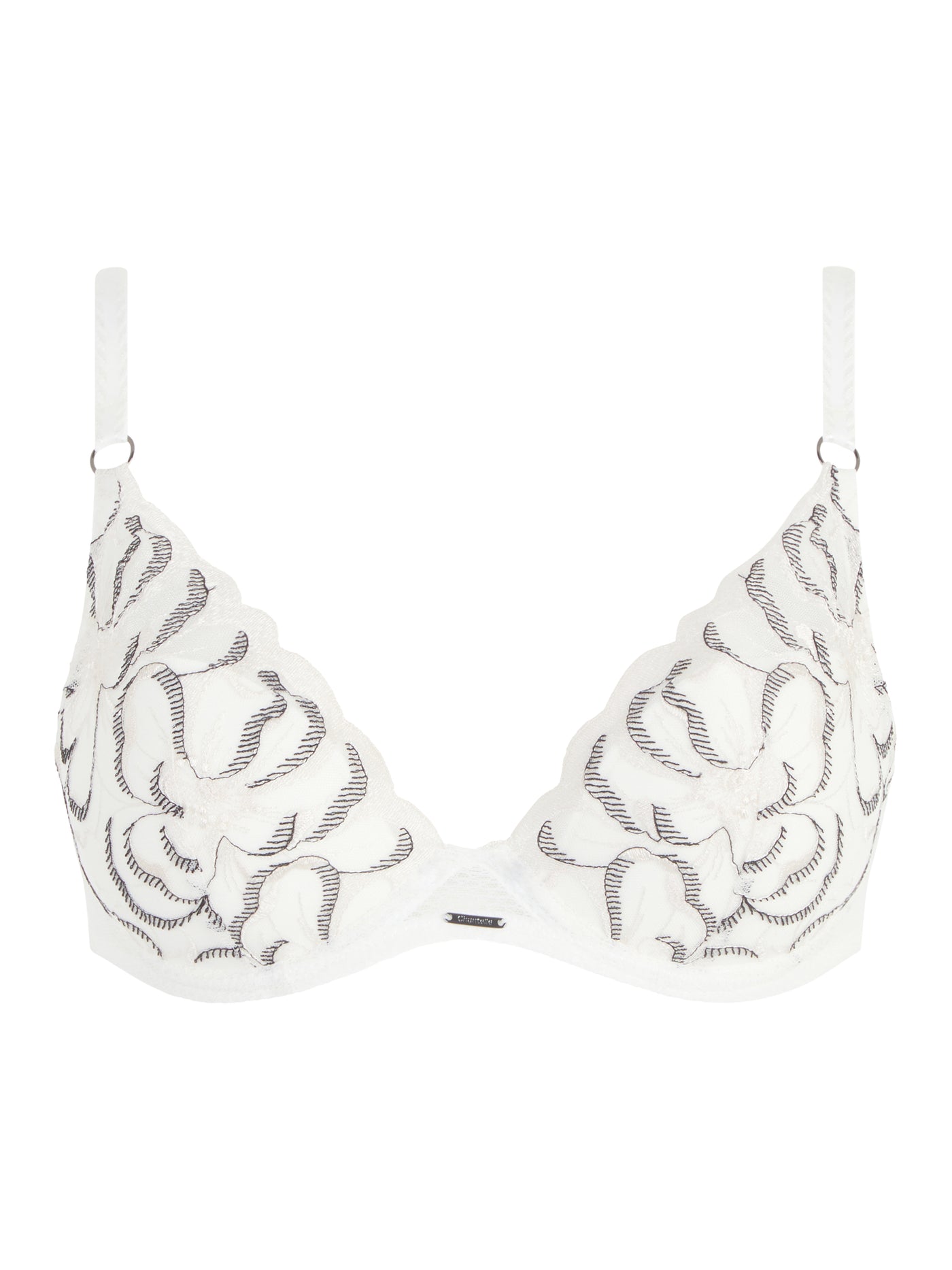 Chantelle Fleurs Plunge underwire bra Milk & Black
