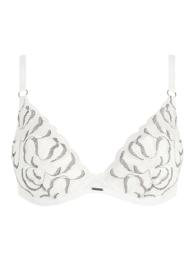 Chantelle Fleurs Plunge underwire bra Milk & Black