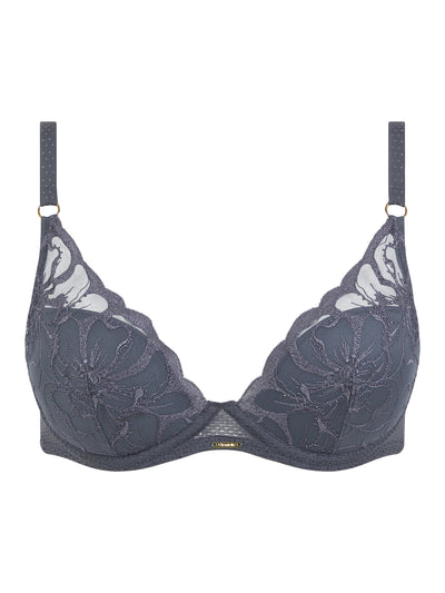 Chantelle Fleurs Plunge Underwire Bra Fancy grey