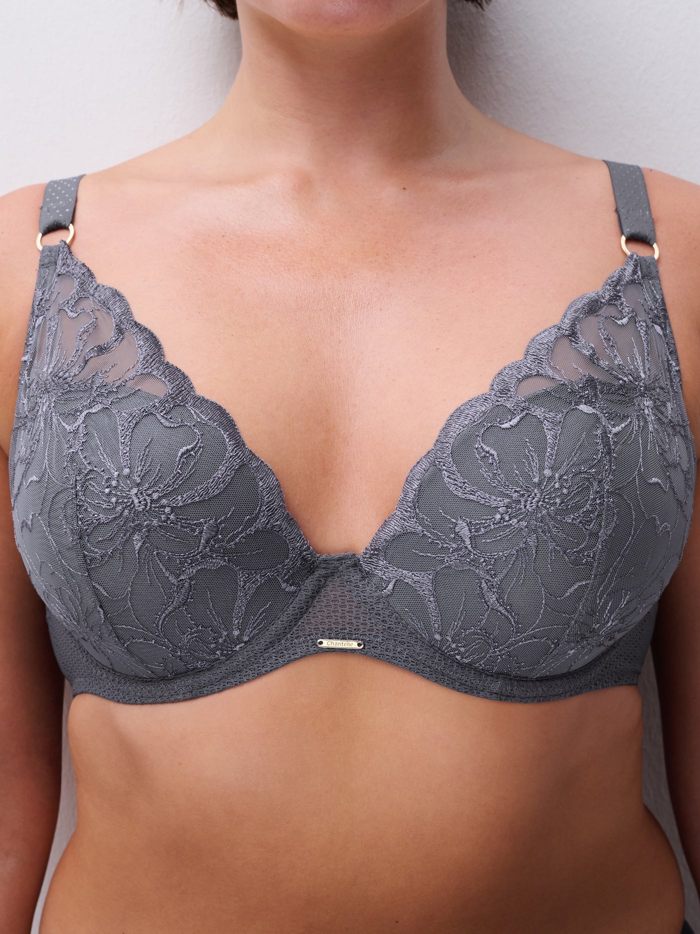 Chantelle Fleurs Plunge Underwire Bra Fancy grey